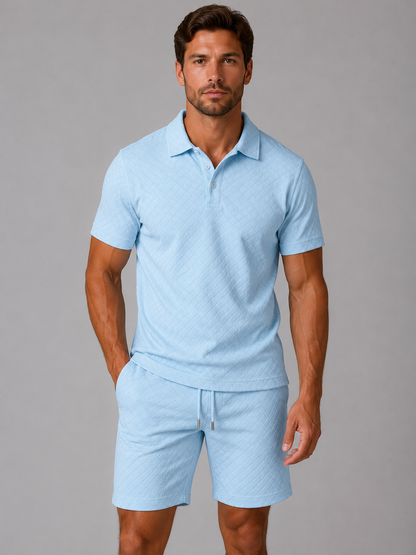 Bertram | Men's Textured Polo and Shorts Set