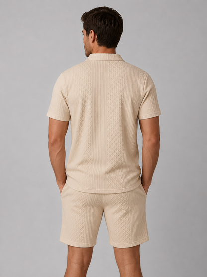 Bertram | Men's Textured Polo and Shorts Set