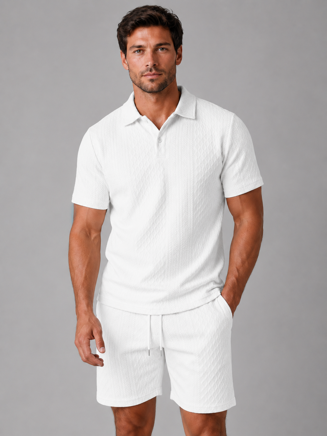 Bertram | Men's Textured Polo and Shorts Set