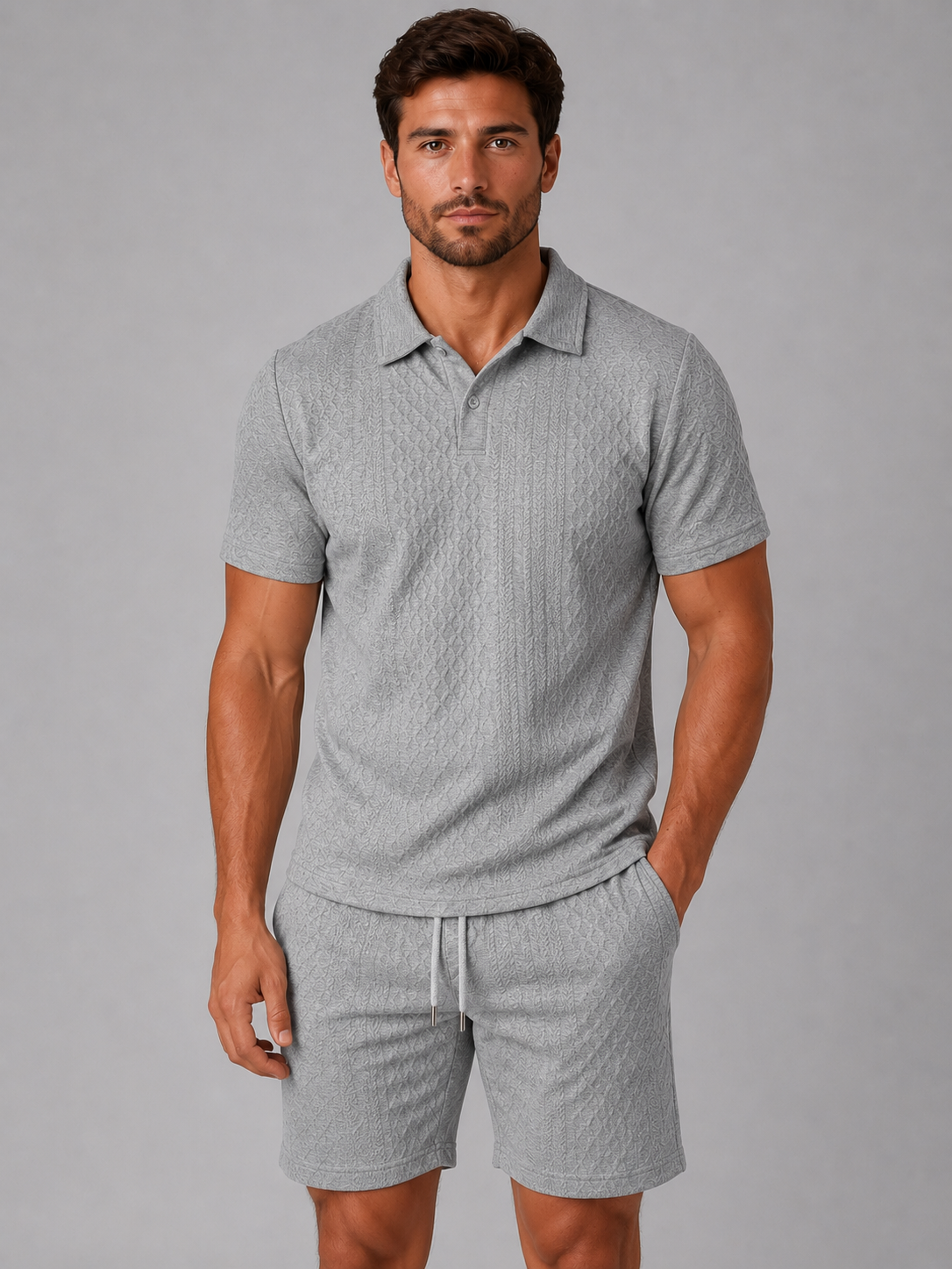 Bertram | Men's Textured Polo and Shorts Set