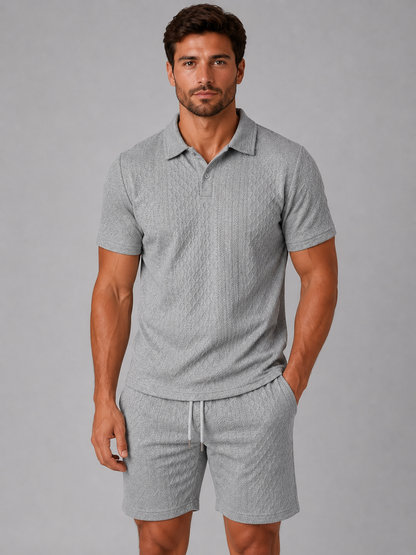 Bertram | Men's Textured Polo and Shorts Set