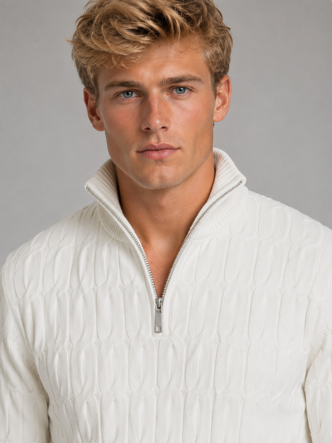 Valentine | Men's Textured Quarter Zip Jumper