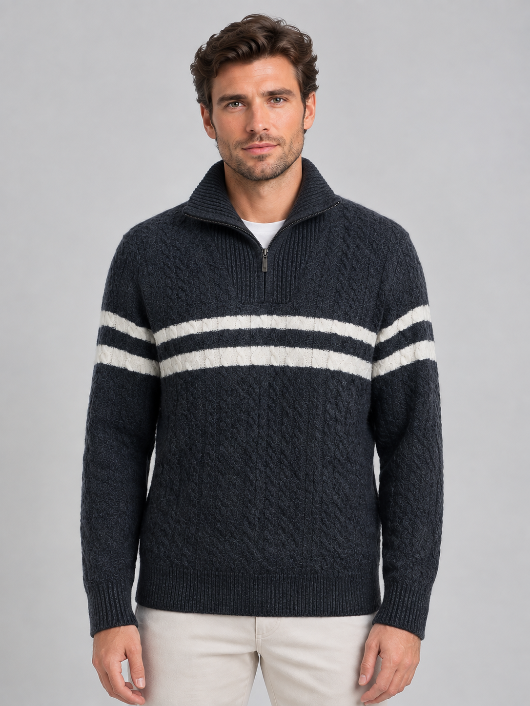 Octavius | Men's Cable Knit Half-Zip Jumper