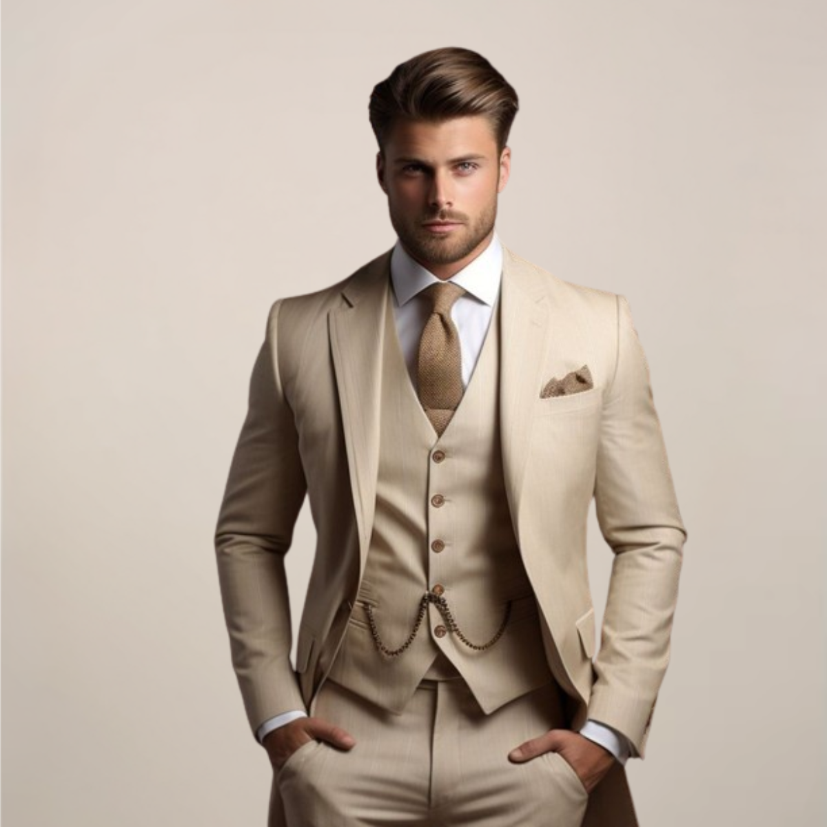 Men’s Three-Piece Suit | Formal Tailored Fit | Elegant Spring Style