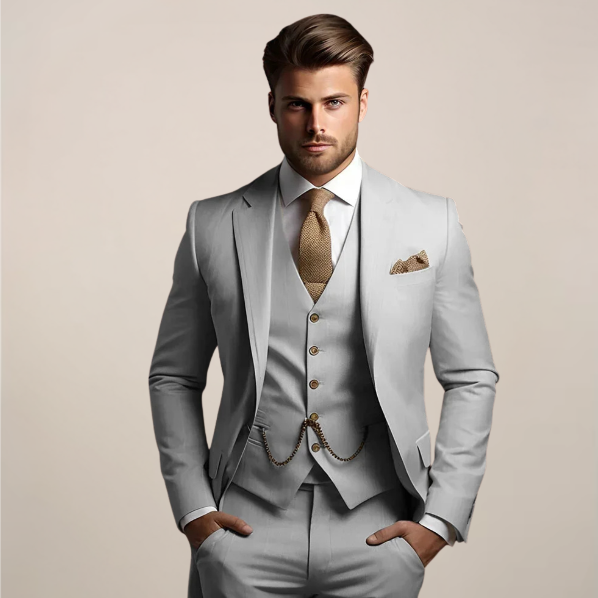 Men’s Three-Piece Suit | Formal Tailored Fit | Elegant Spring Style