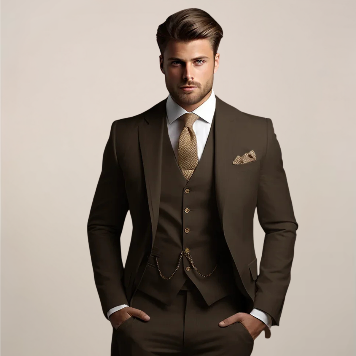 Men’s Three-Piece Suit | Formal Tailored Fit | Elegant Spring Style