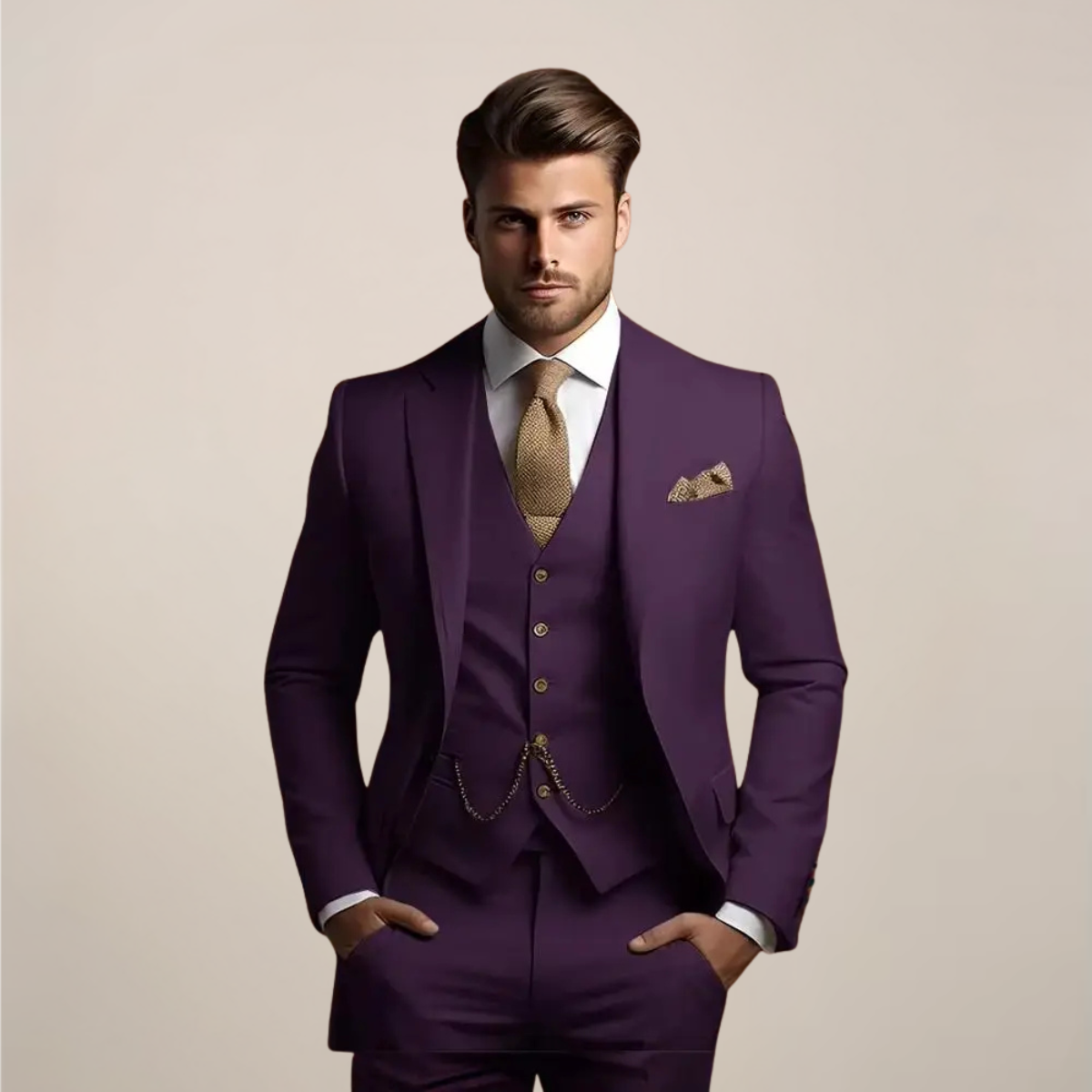 Men’s Three-Piece Suit | Formal Tailored Fit | Elegant Spring Style