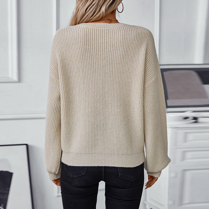 Kitty | Women's V-Neck Textured Knit Jumper