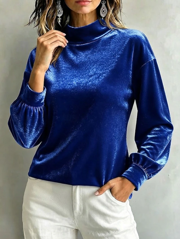 Victoria | Women's Velvet-Look High Neck Blouse