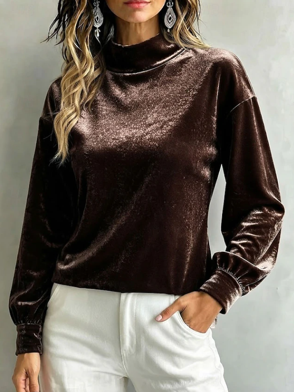 Victoria | Women's Velvet-Look High Neck Blouse