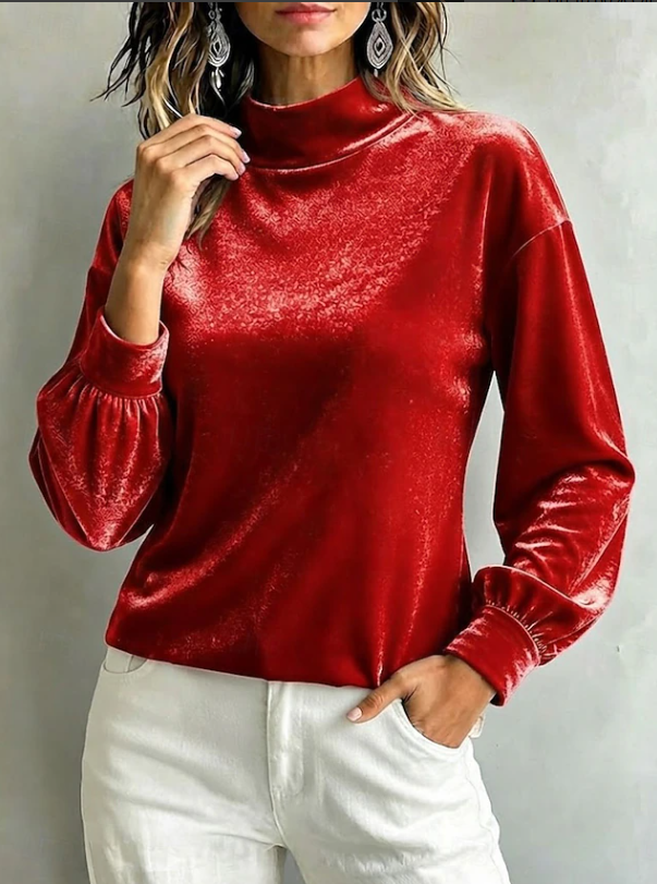 Victoria | Women's Velvet-Look High Neck Blouse