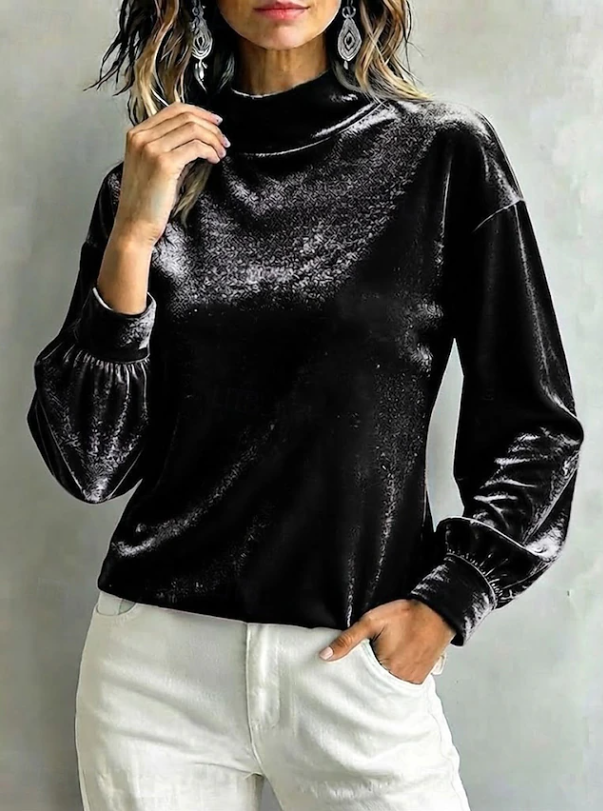 Victoria | Women's Velvet-Look High Neck Blouse