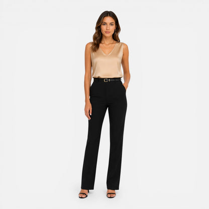 Celeste | Women's Satin Sleeveless V-Neck Blouse