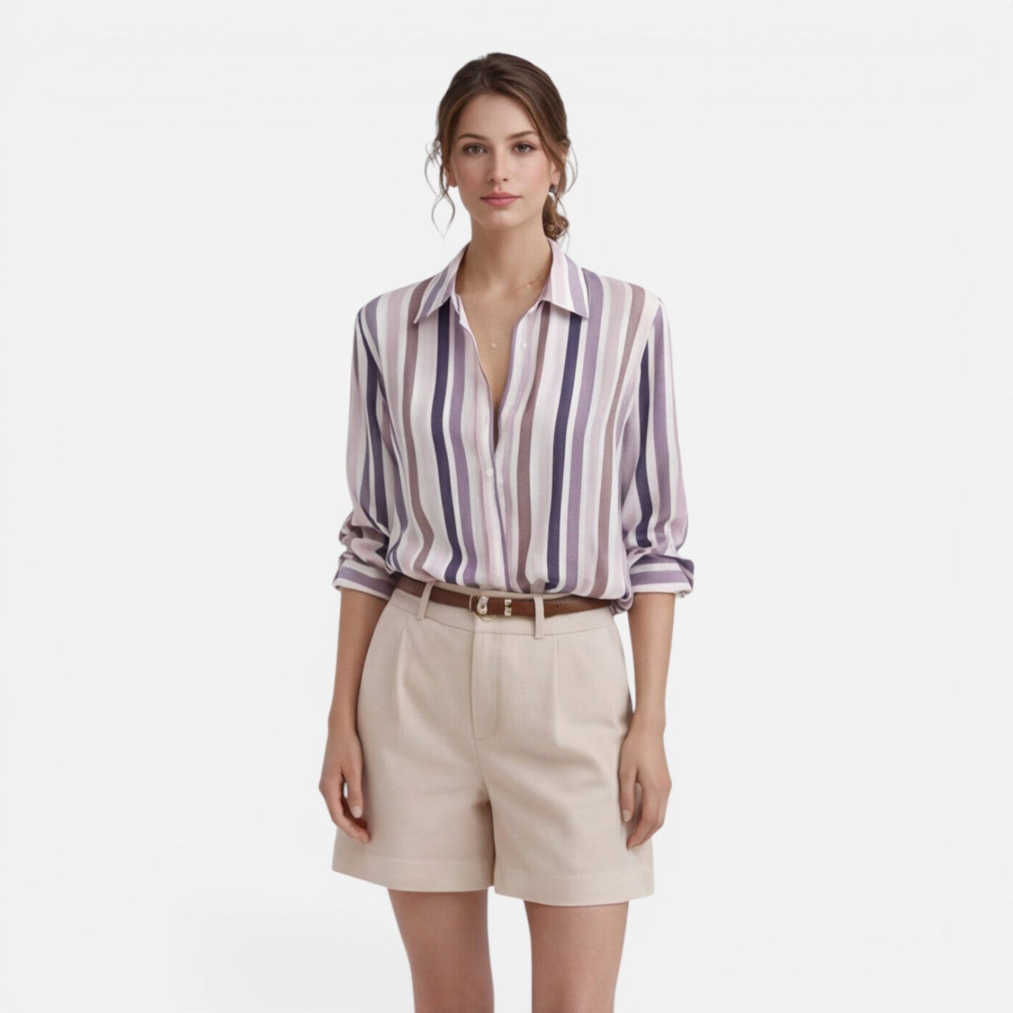 Camille | Women's Vertical Stripe Summer Blouse