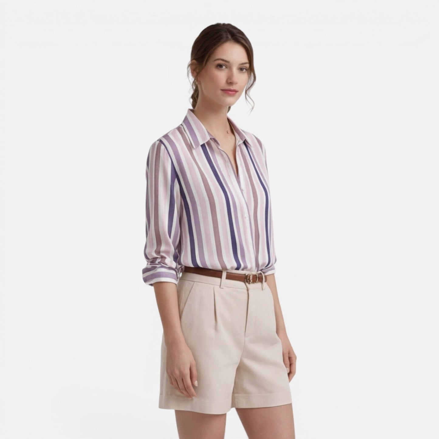 Camille | Women's Vertical Stripe Summer Blouse