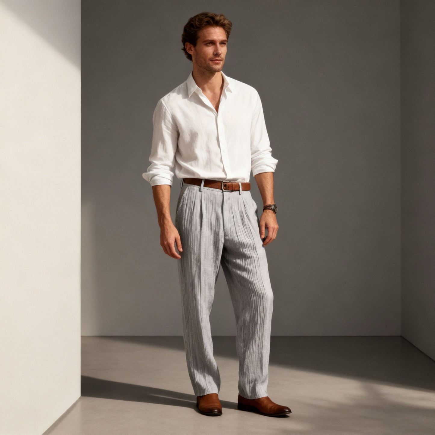 Florian | Men's Straight Leg Linen Trousers