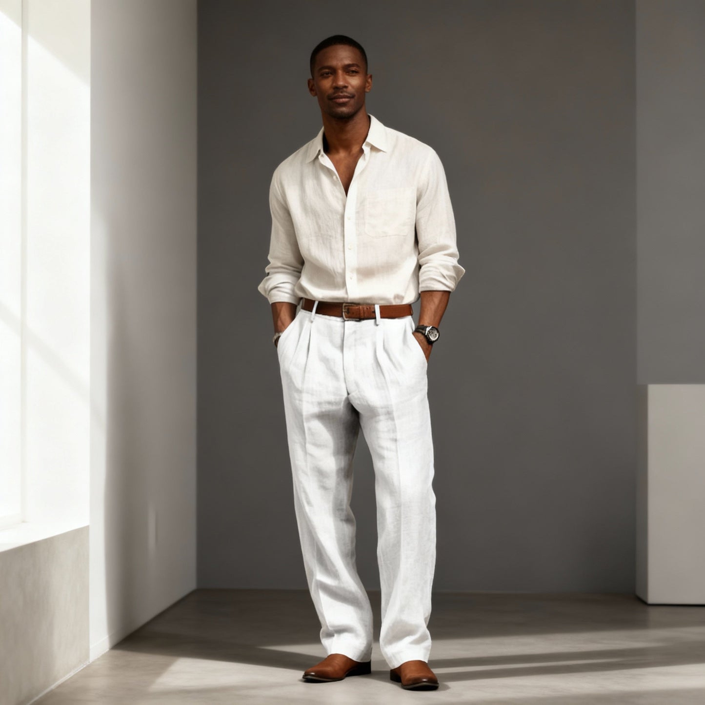 Florian | Men's Straight Leg Linen Trousers