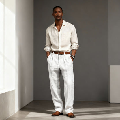 Florian | Men's Straight Leg Linen Trousers