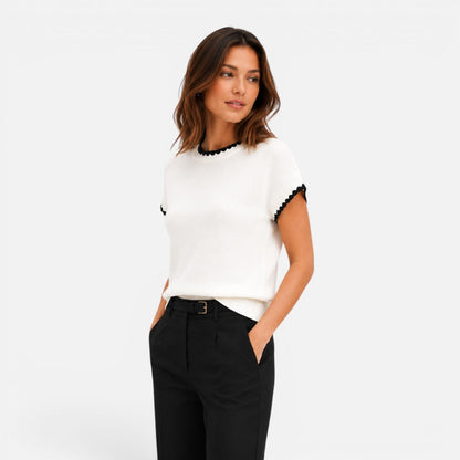 Frances | Women's Contrast Trim Knit Top