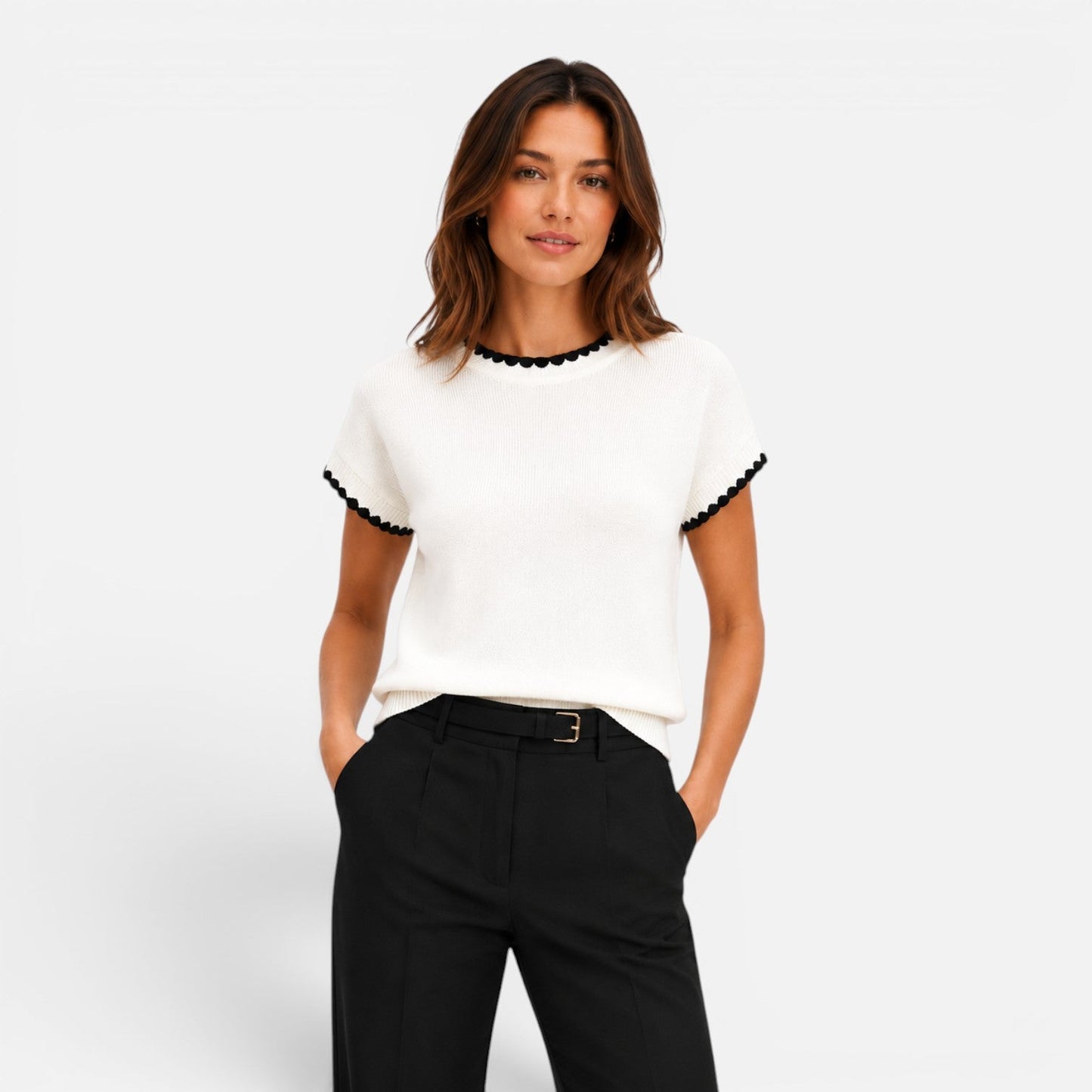 Frances | Women's Contrast Trim Knit Top