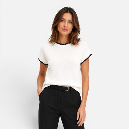Frances | Women's Contrast Trim Knit Top
