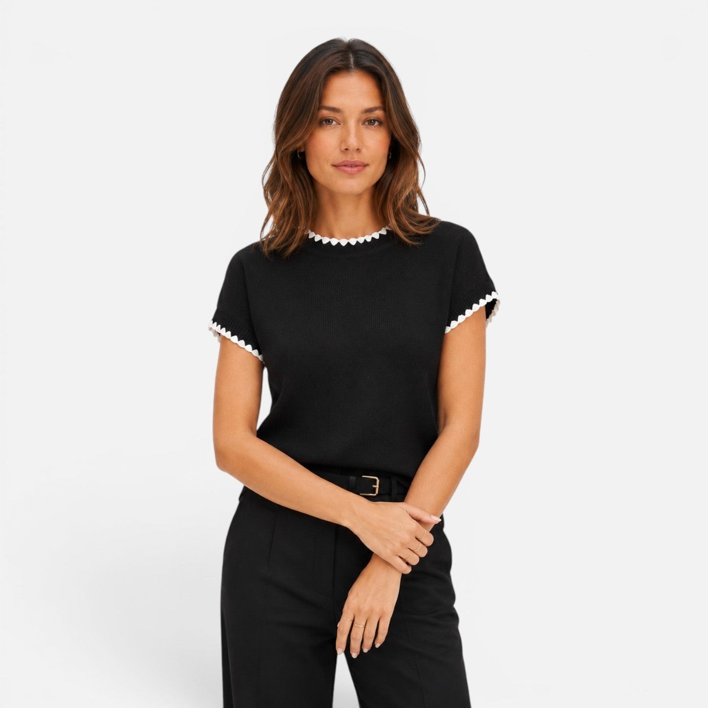 Frances | Women's Contrast Trim Knit Top