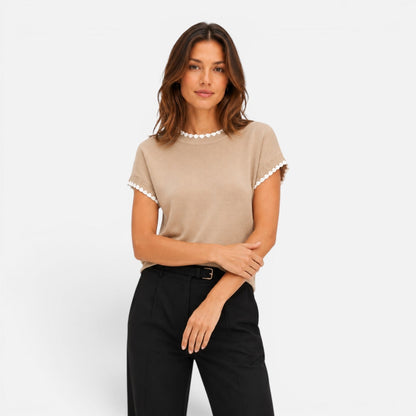 Frances | Women's Contrast Trim Knit Top