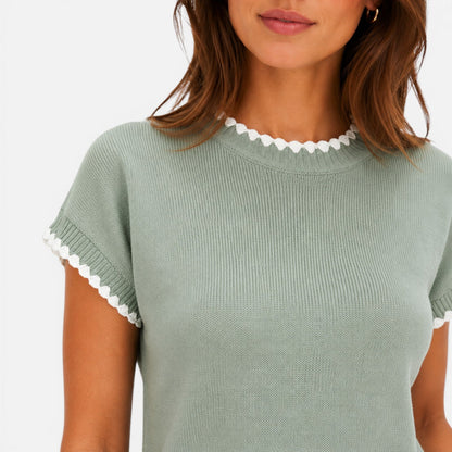 Frances | Women's Contrast Trim Knit Top