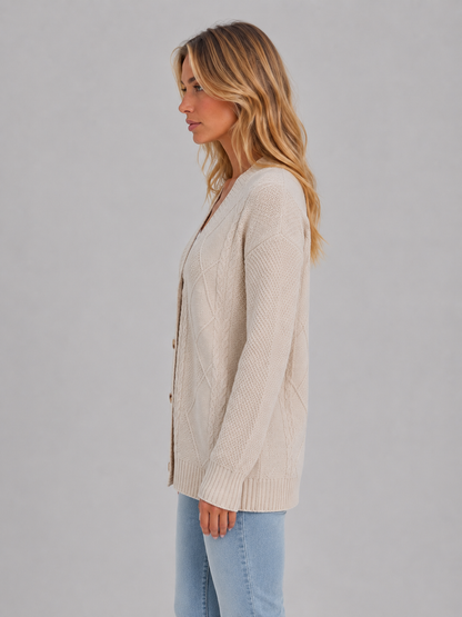 Odalys | Women's Cable Knit V-Neck Cardigan