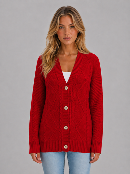 Odalys | Women's Cable Knit V-Neck Cardigan