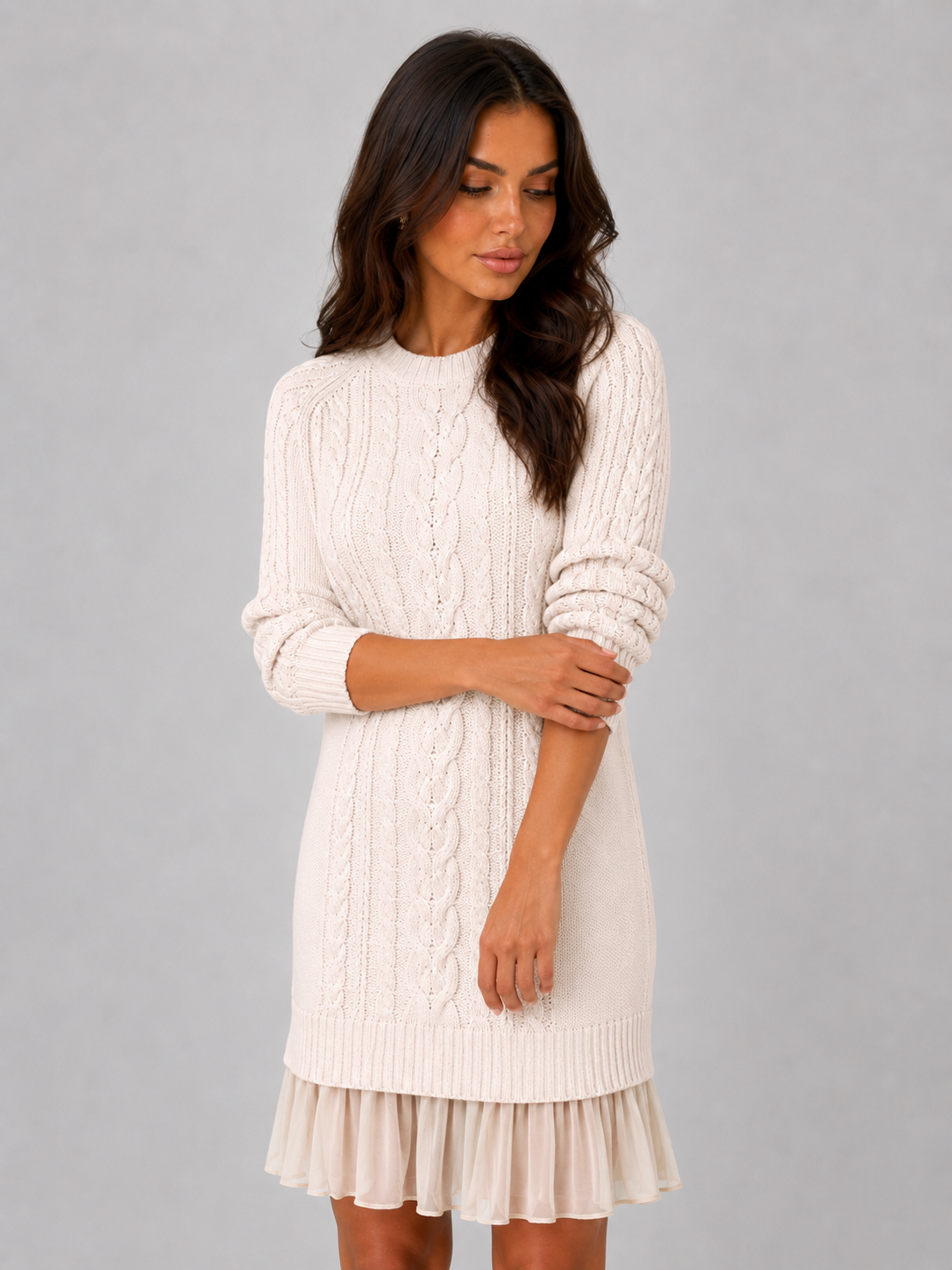 Jacinda | Women's Cable Knit Mini Dress