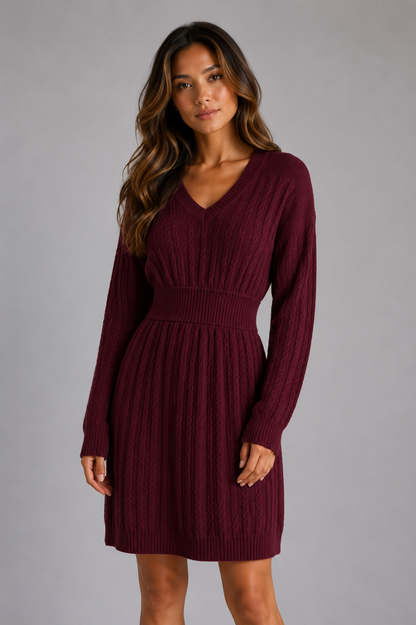 Euphemia | Women's Cable Knit Midi Dress