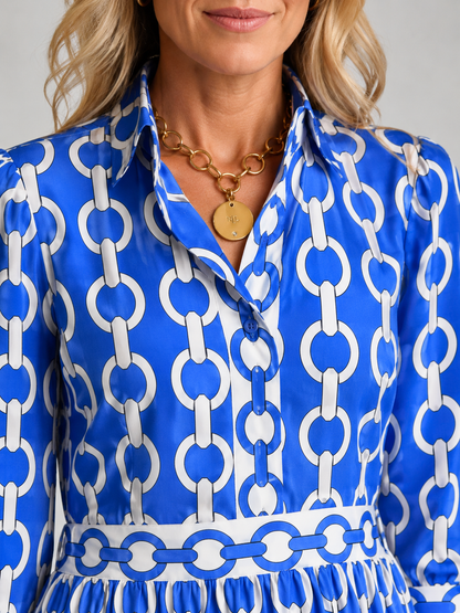 Marguerite | Women's Chain Print Midi Dress