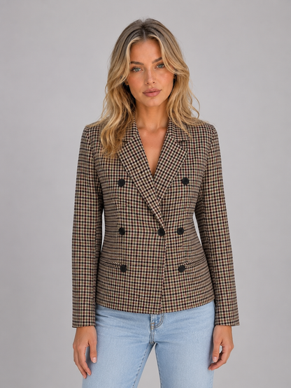 Rhiannon | Women's Check Double-Breasted Blazer
