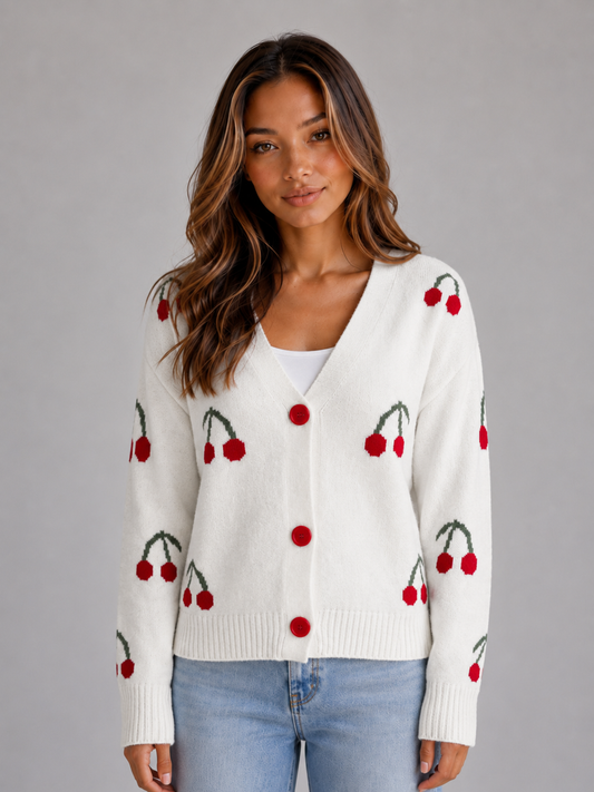 Ida | Women's Cherry Print Cardigan