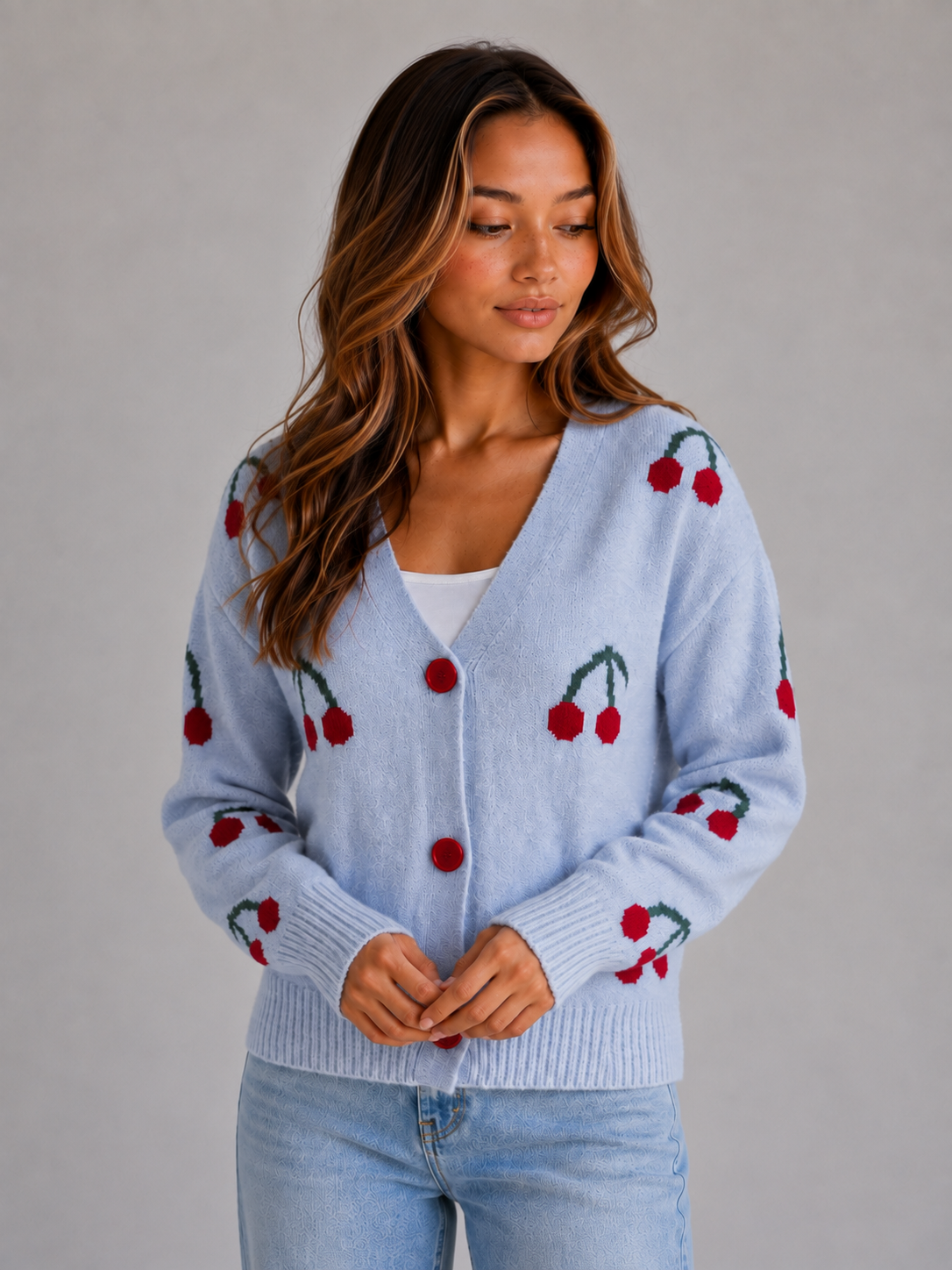 Ida | Women's Cherry Print Cardigan