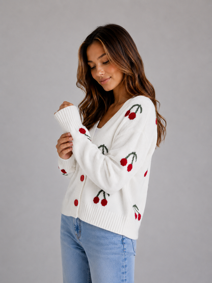 Ida | Women's Cherry Print Cardigan