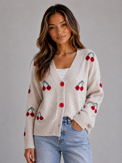 Ida | Women's Cherry Print Cardigan