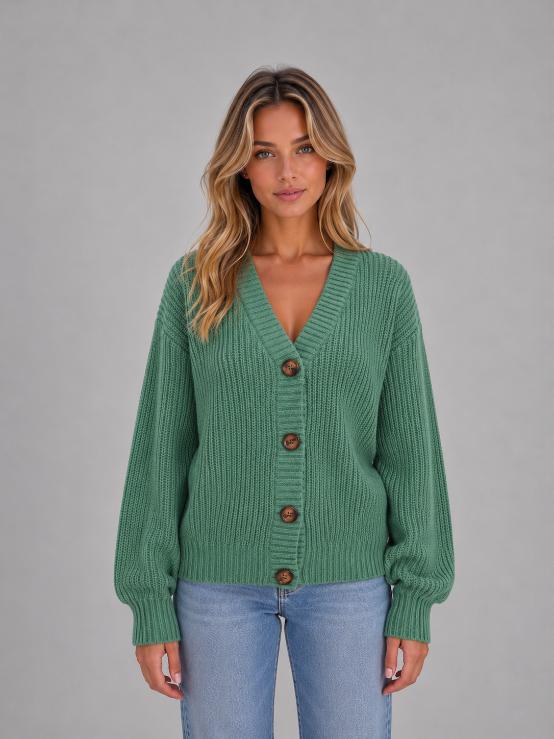 Wynne | Women's Chunky Knit Button Cardigan