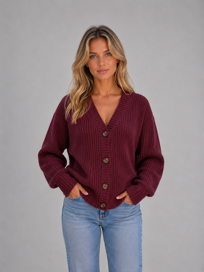 Miriam | Women's Chunky Knit V-Neck Cardigan