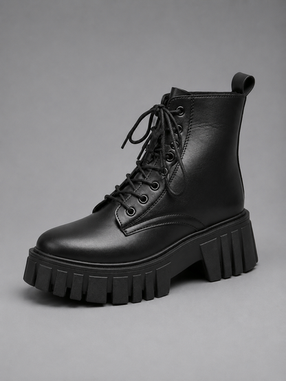 Amaryllis | Women's Leather-Look Lace-Up Platform Boots
