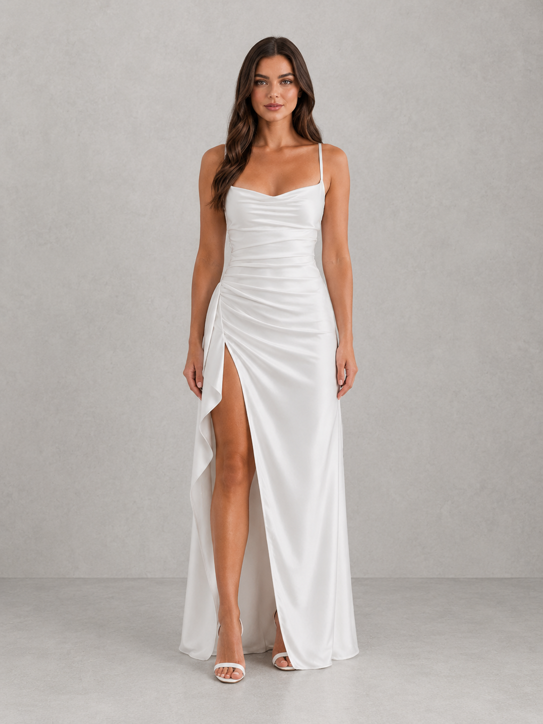 Rosemary | Women's Draped Satin Feel Maxi Dress