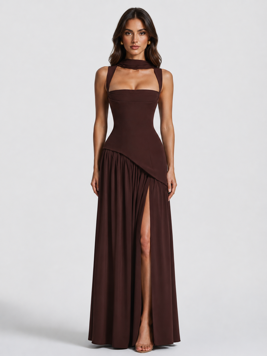 Anthea | Women's Draped Satin Feel Maxi Dress