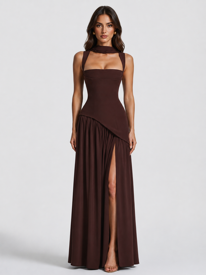 Anthea | Women's Draped Satin Feel Maxi Dress