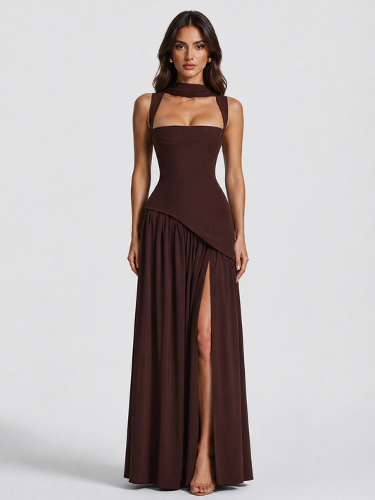 Anthea | Women's Draped Satin Feel Maxi Dress