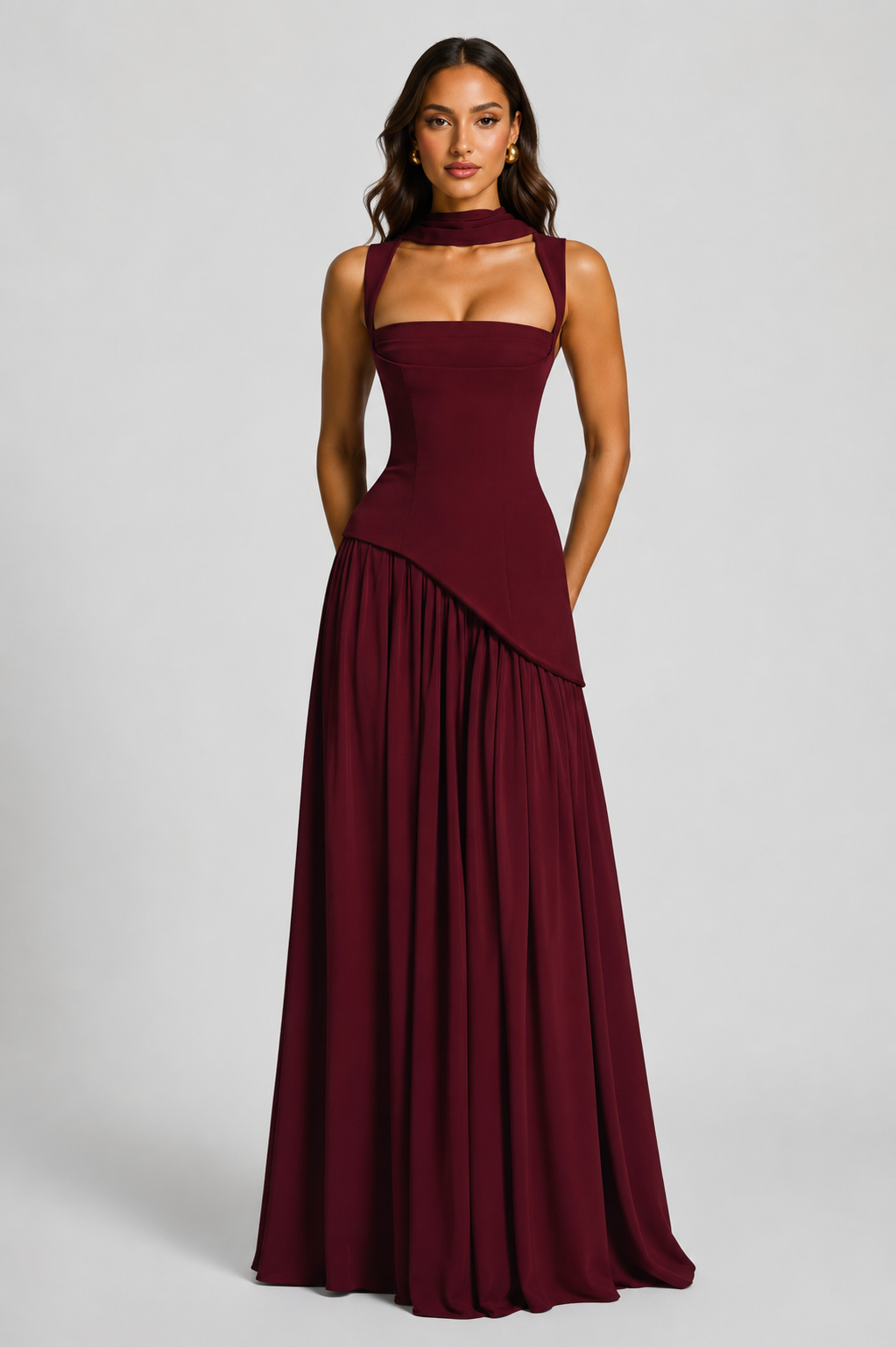 Anthea | Women's Draped Satin Feel Maxi Dress