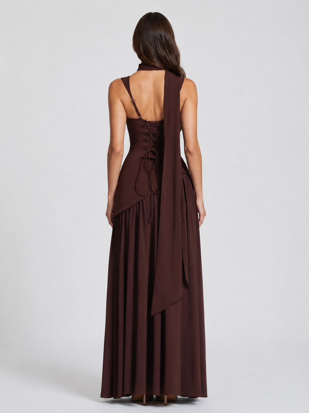 Anthea | Women's Draped Satin Feel Maxi Dress