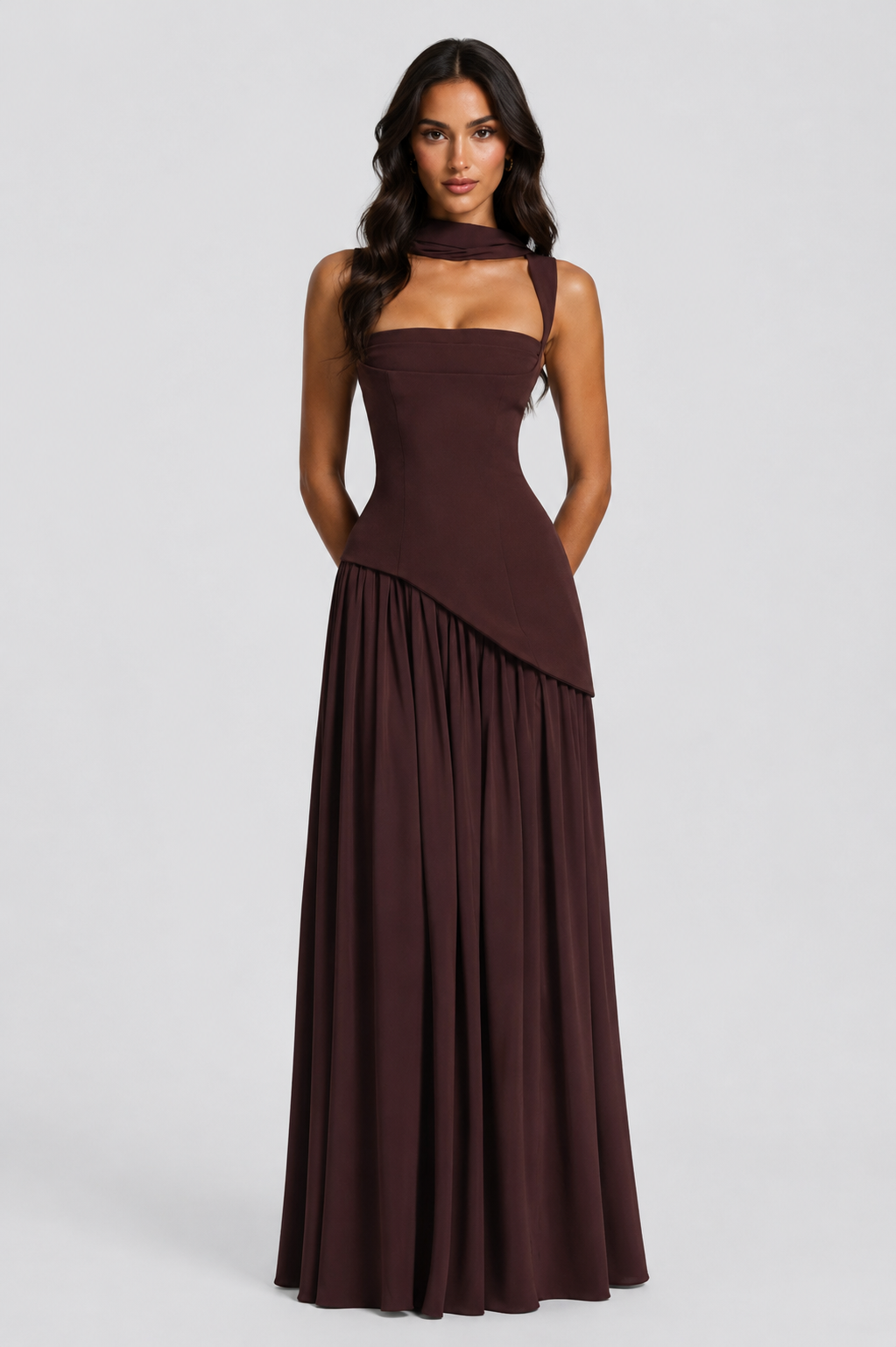 Anthea | Women's Draped Satin Feel Maxi Dress