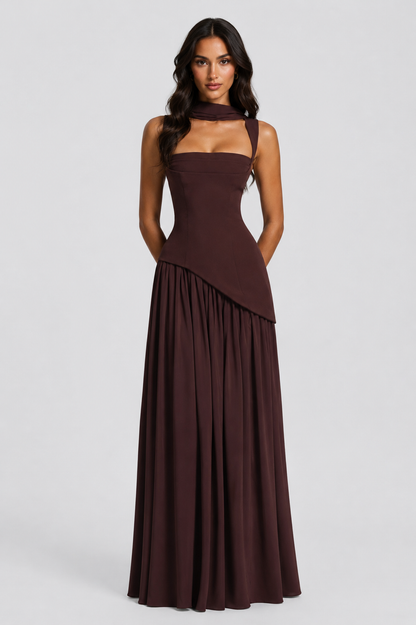 Anthea | Women's Draped Satin Feel Maxi Dress