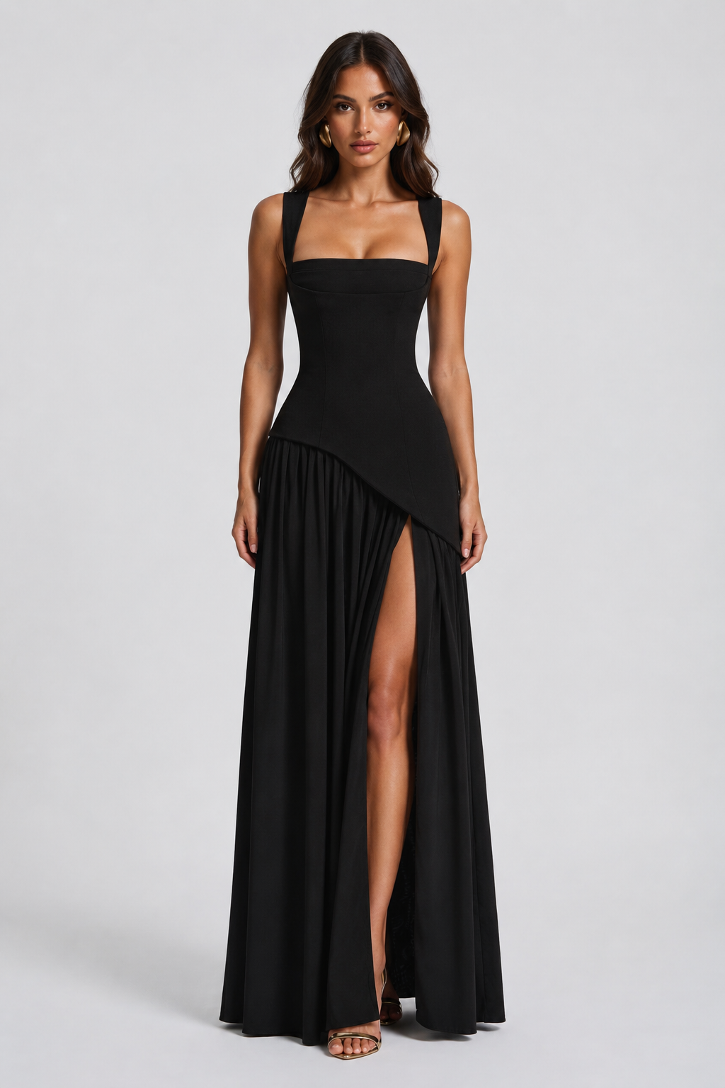 Anthea | Women's Draped Satin Feel Maxi Dress